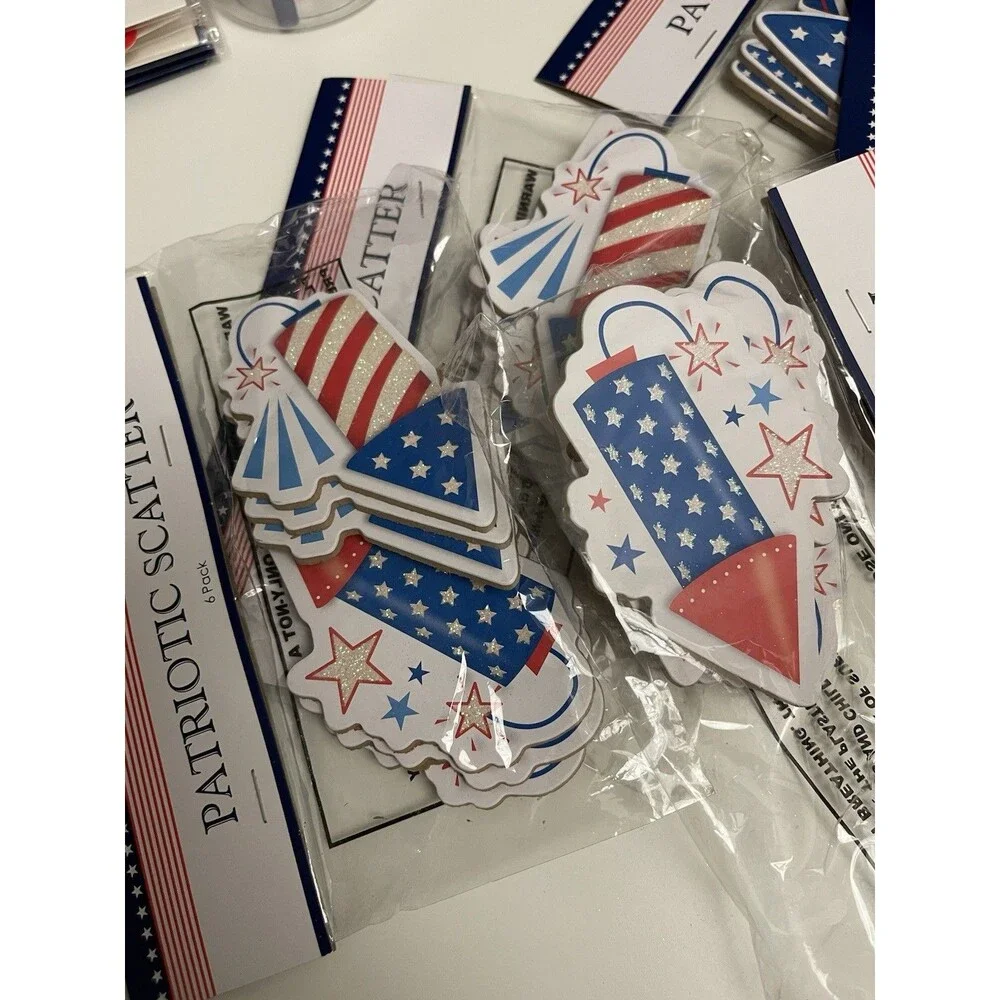 Lot of Patriotic 4th of July Decor Scatter Figurines Bottles Gift Boxes American